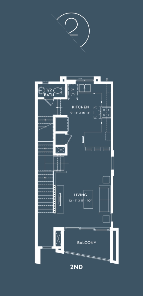 Alloy Townhomes on 36th Street pewter floorplan floor 2