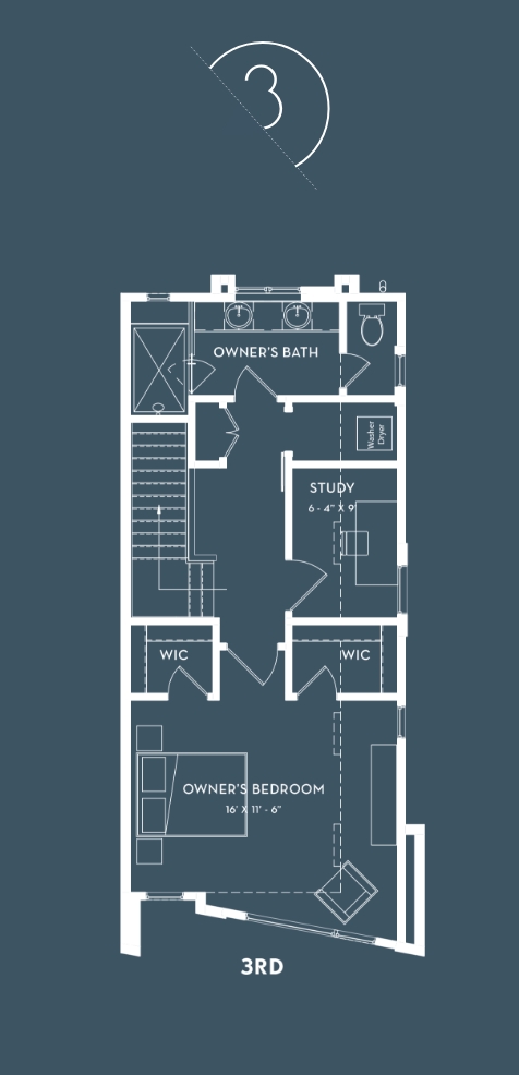 Alloy Townhomes on 36th Street pewter floorplan floor 3