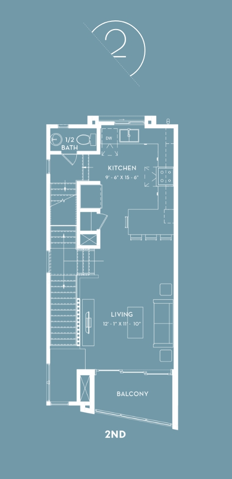 Alloy Townhomes on 36th Street sterling floorplan floor 2