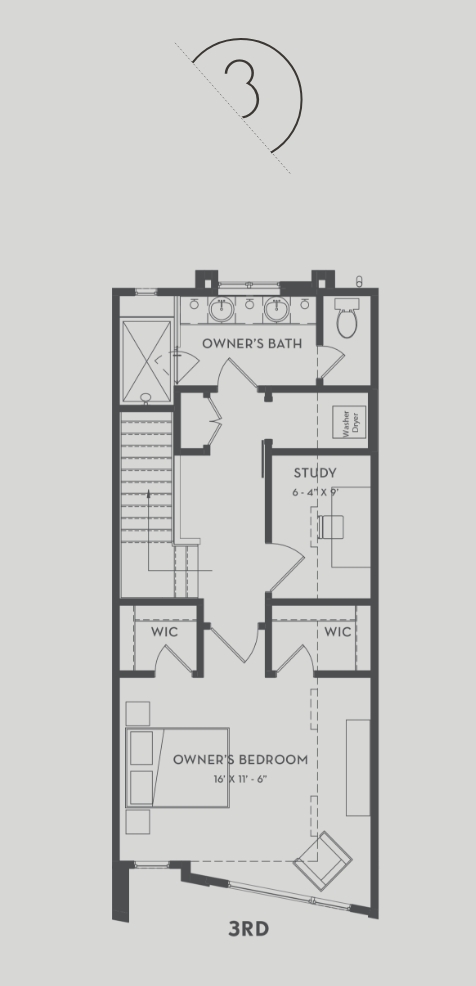 Alloy Townhomes on 36th Street zinc floorplan floor 3